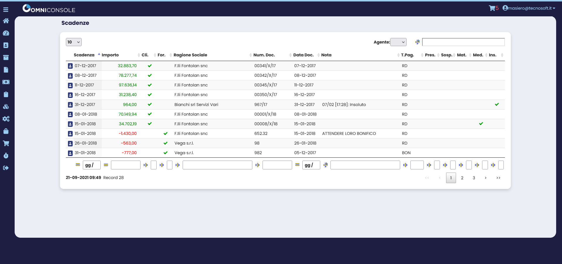 OmniConsole scadenze