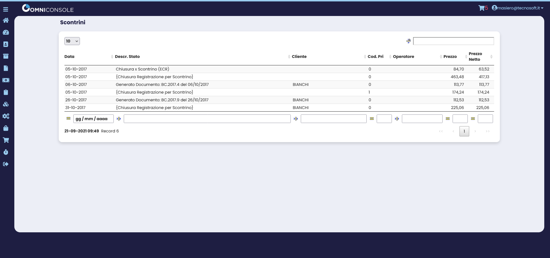 OmniConsole scontrini